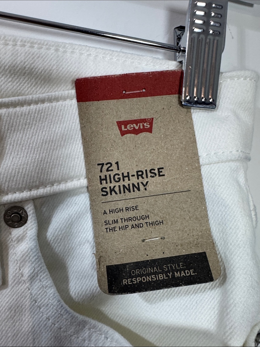 Women's White Levi's® 721™ High Rise Skinny Jeans - Size 27 x 28 - Picture 4 of 9